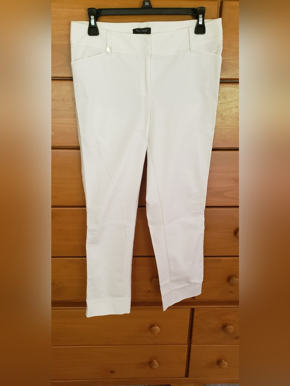 White House Black Market Women's White Cropped Ankle Pants
